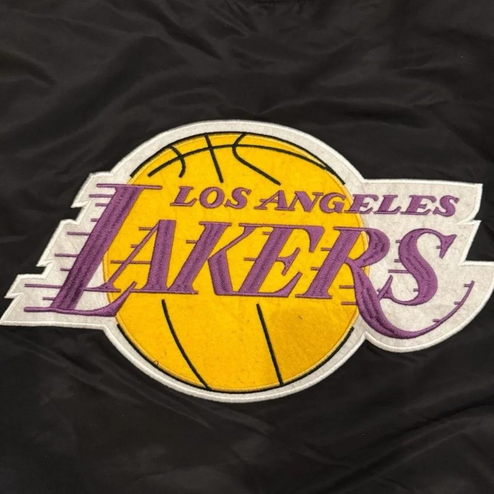 NBA Primark Los Angeles Lakers Satin Bomber Jacket Mens Medium Black Purple